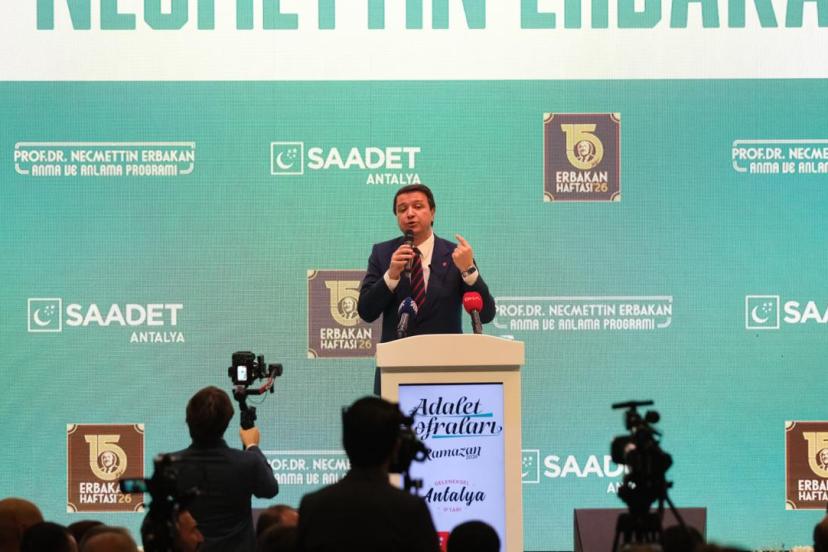 SAADET PARTİSİ GENEL BAŞKANI MAHMUT ARIKAN ANTALYA’DAN SESLENDİ: “SİYONİST SALDIRILAR İNSANLIĞIN VİCDANINI HEDEF ALMAKTADIR” “EMPERYALİST SALDIRIYI ŞİDDETLE KINIYORUZ” “RAMAZAN AYINDA ÇOCUKLAR HEDEF ALINIYOR”