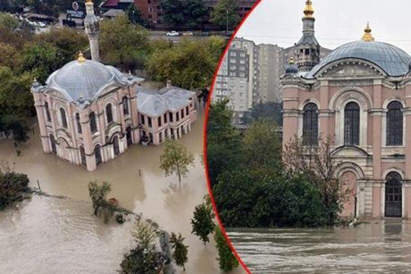 İstanbul’da sağanak felaketi! Tarihi cami sular altında